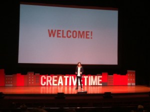 Anne Pasternak welcomes the crowd at the 2013 Creative Time Summit.