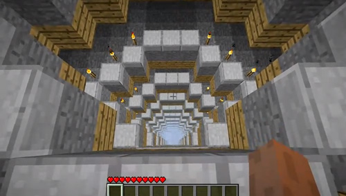Still from Youtube user superadvancepet's "Minecraft: the Library of Babel"